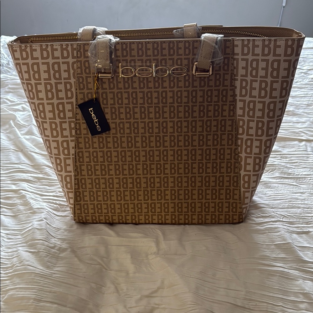 Bebe Tan Monogram Tote Bag, Brand New with tags!!